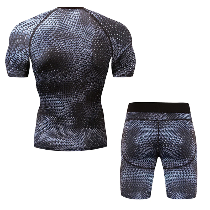 Новый Фитнес компрессионный набор футболка мужская 3DMMA печать Crossfit мышцы рубашка