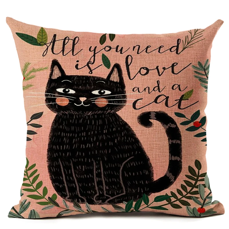 Винтажная Цветочная наволочка кошка подушка для автомобиля диван сиденье евро