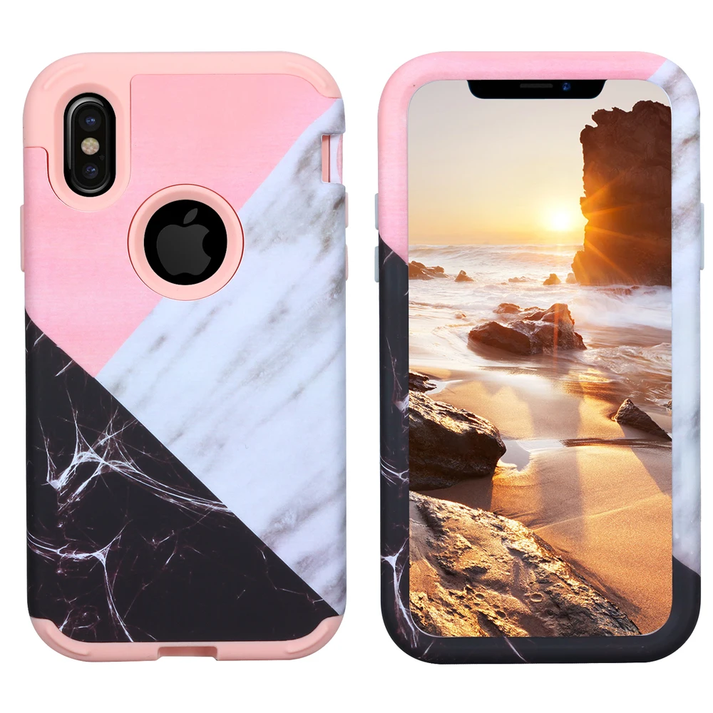 For iphone X Marble case Silicone Slim Fit Shock Absorption Drop Protect Defender Cover 8 8plus full protect |