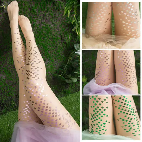 Shiny Metallic Neon Mermaid Color Long Sequins Tights Halloween Pantyhose | Женская одежда