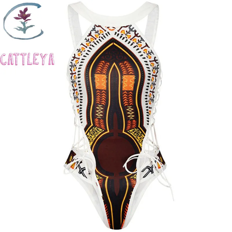 CATTLEYA Африканский Цельный купальник 2018 Дашики женский с рисунком трикини высоким