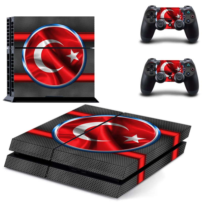 Наклейка на консоль Sony PlayStation 4 и 2 контроллера PS4 | Электроника
