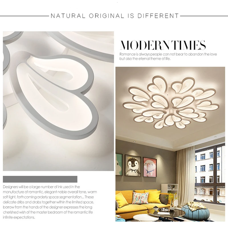 Современные светодиодные потолочные лампы для гостиной, спальни, AC85-265V, белого цвета, дистанционное управление, внутреннее освещение, потолочные светильники