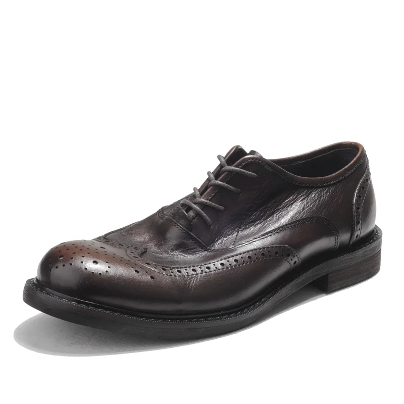 kaypsre Men's fashion business shoes spring genuine leather lace-up brogue | Обувь
