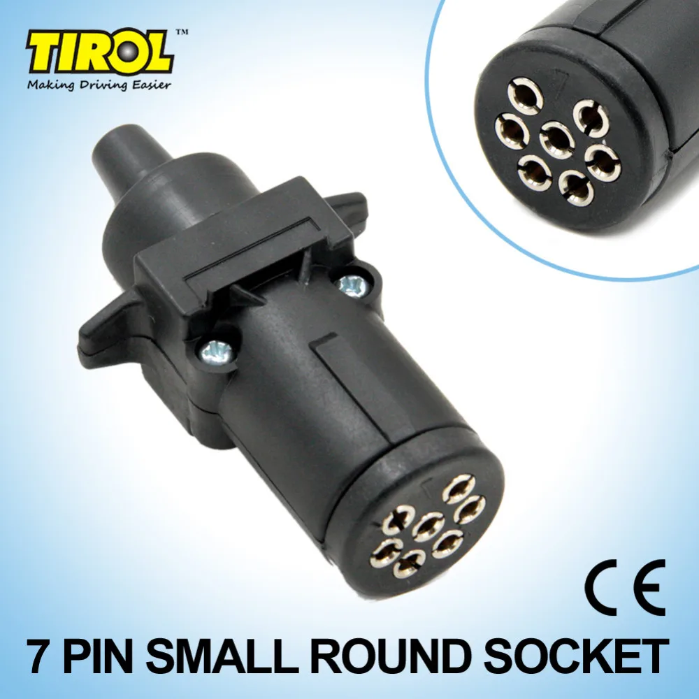 TIROL черный 7 контактный круглый разъем для прицепа 12V Way Женский прицеп адаптер