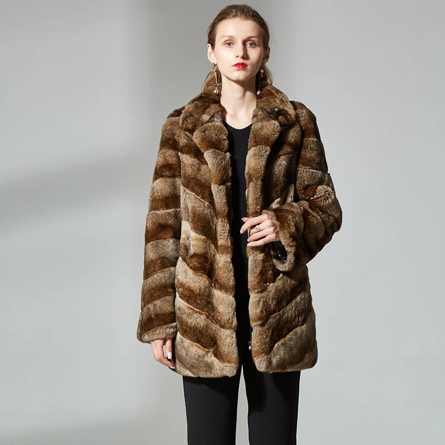 

High quality rabbit fur coats for women rex rabbit fur coat real fur coat sable color stand collar fashion real fur jacket