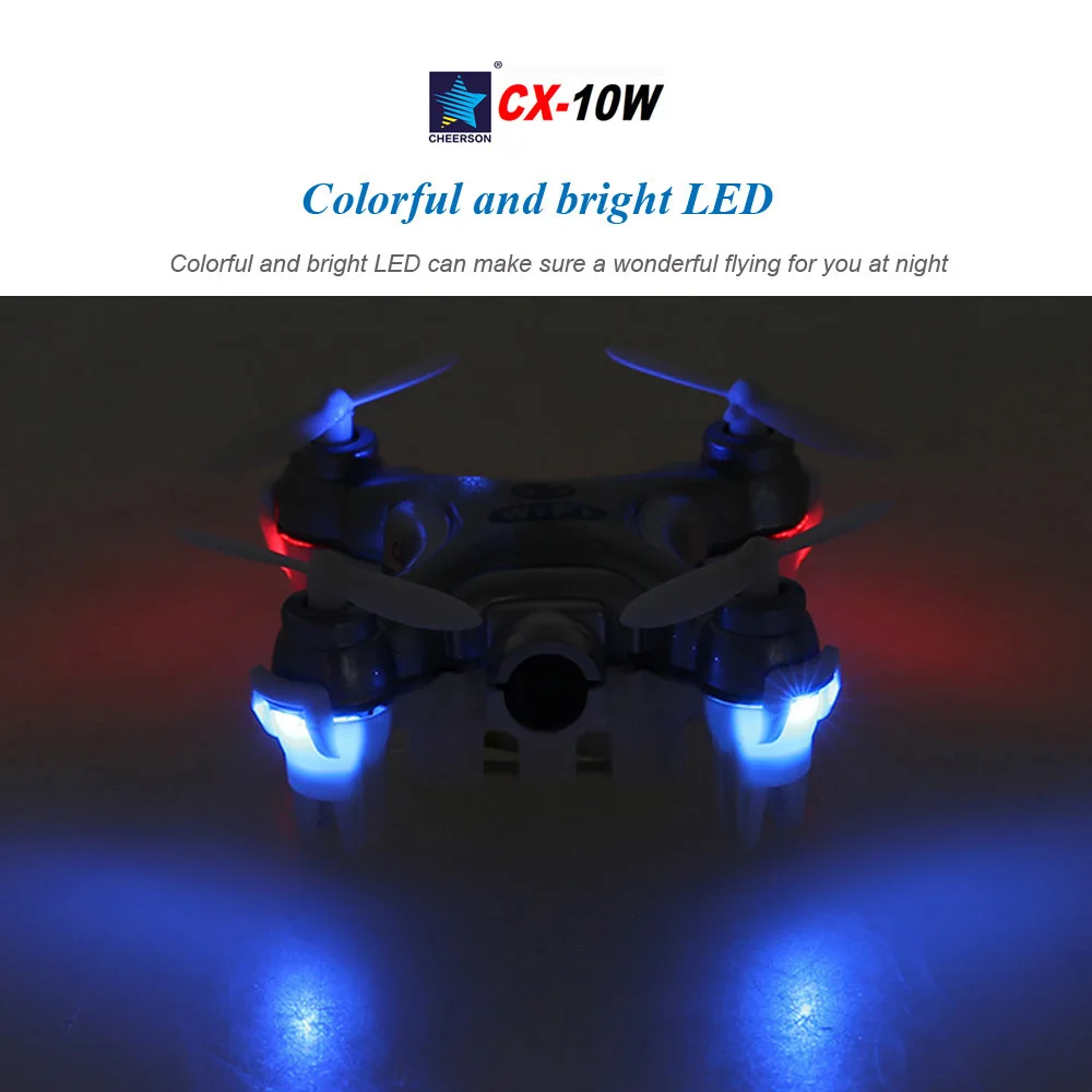 Cheerson CX-10W 4CH 6-осевой Гироскоп CX-10W Wifi FPV Drone RTF Мини RC Мультикоптер с камерой 0.3MP