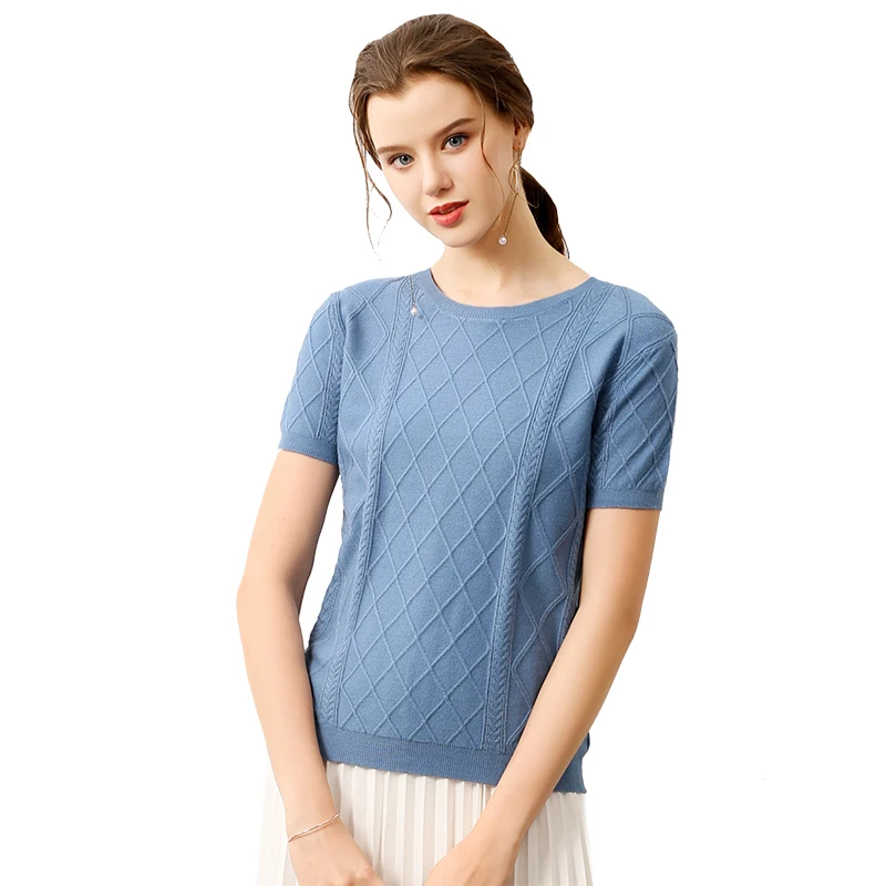 Soft Diamond knit Sweaters and Pullovers for Women Cashmere Vertical Short Sleeve Spring Autumn Blouse Tops Female Brand Jumper | Женская