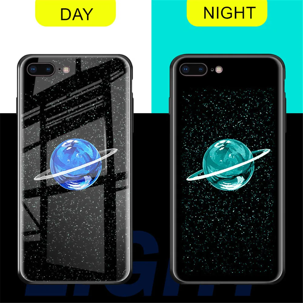 Светящийся чехол для iphone 7 Plus 6S 6 8 X XS MAX 6Plus XR Lunar Earth moon Planet стеклянная задняя крышка