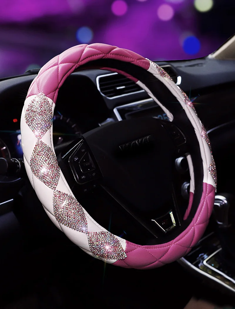 Новые роскошные хрустальные Чехлы рулевого колеса автомобиля Универсальные алмазные автомобильные покрытые рулевое колесо Аксессуары для девочек