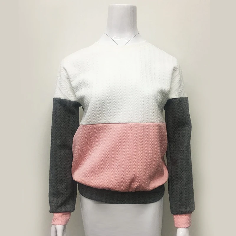 Модный текстурный Свитшот Dotfashion, женский свитер с длинным рукавом, пуловер, осень, разноцветная толстовка с круглым вырезом