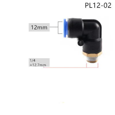 PL12-02 PL пневматический СОЕДИНИТЕЛЬ 4 мм-12 мм шланг OD 1/" 1/4" 3/" 1/2" наружная резьба Пневматическая трубка локоть соединитель трубка воздушный нажимной фитинг - Цвет: PL12-02