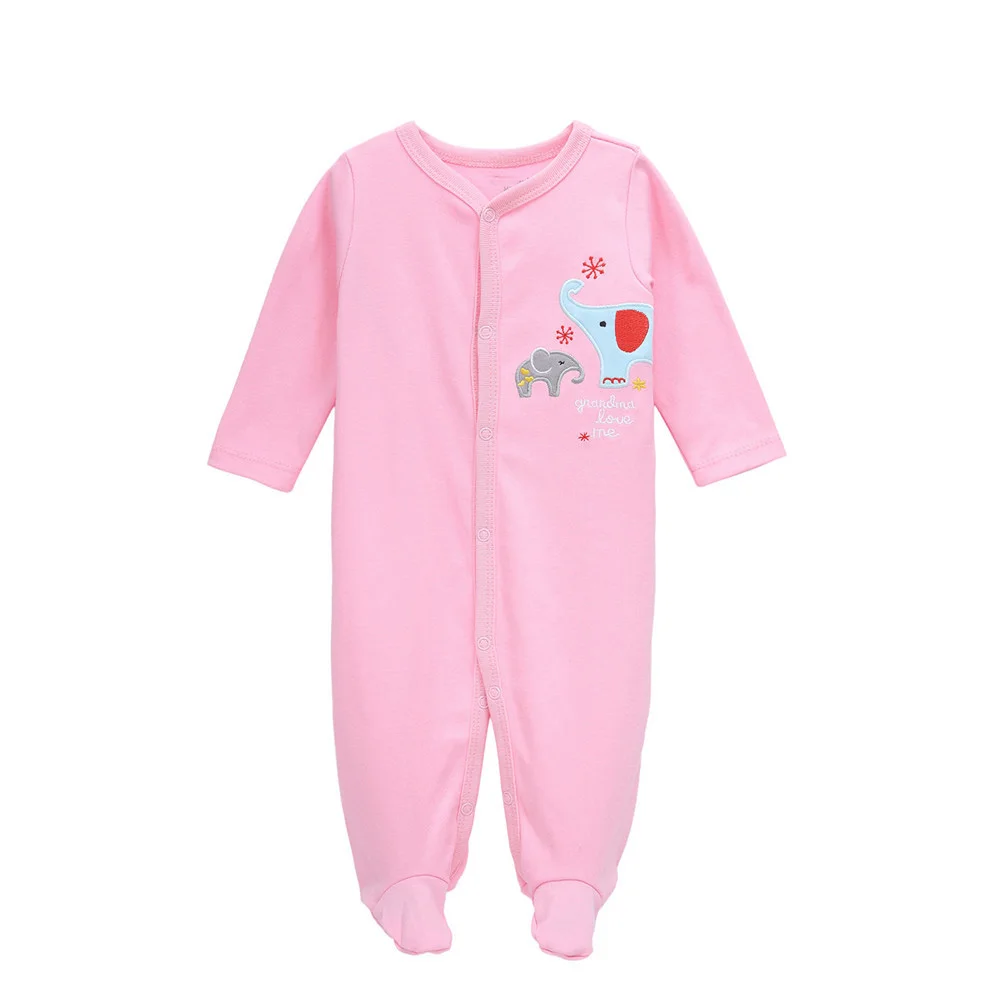 

Newborn Jumpsuits For Girls Long Sleeved Pink Cotton Pajama 0-12 Months New Born Footies Sleepsuit Newborn Girls Clothes