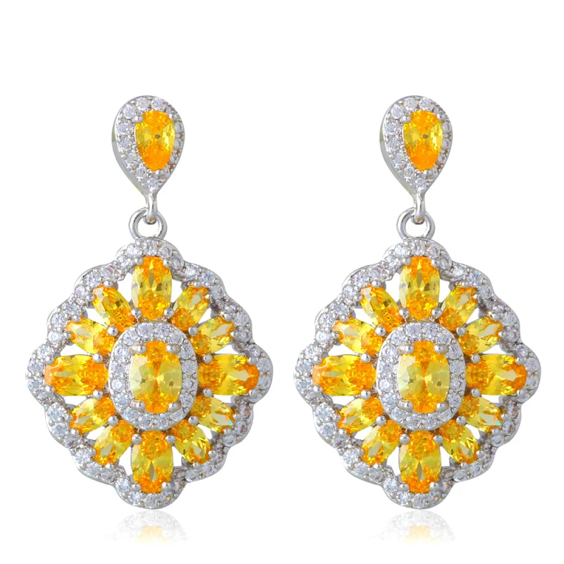 Rolilason белый циркон желтый Spar ювелирные комплекты для женщин штампованные