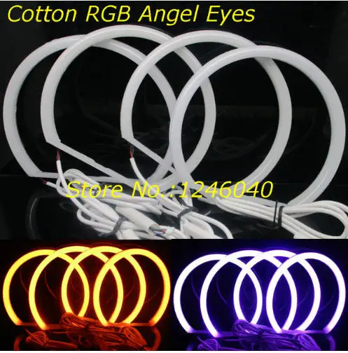 4*131mm Cotton RGB Angel eyes halo ring kit for BMW E36 E38 E39 E46 2D 4D Lada Vaz BA3 2106 16colors flash Remote control | Автомобили и