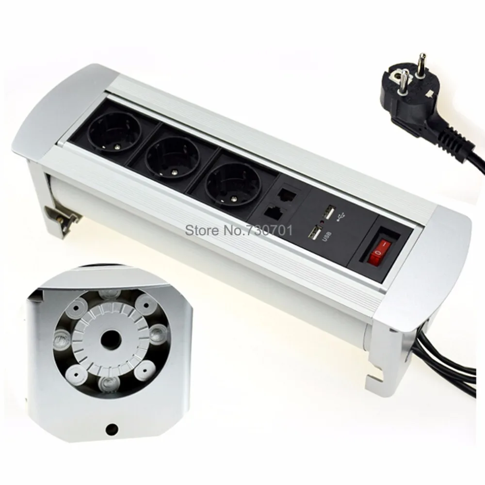 Многофункциональная настольная розетка с двойным разъемом RJ45 USB и