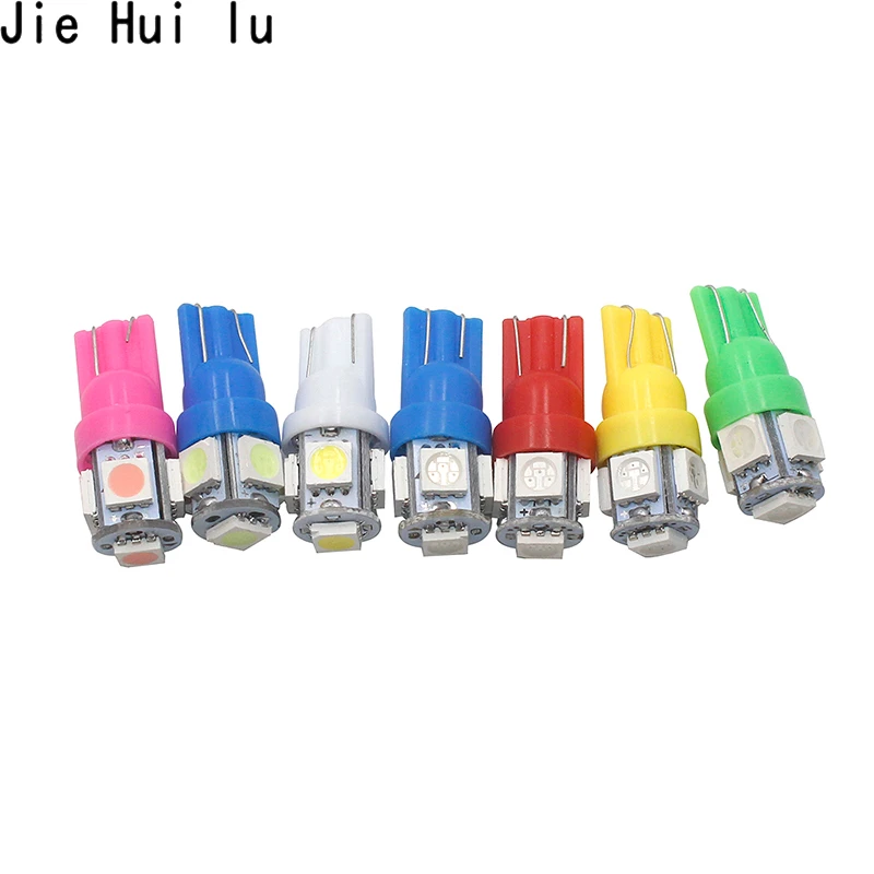 10 шт. Автомобильный светодиодный T10 W5W 5050 5SMD белый красный синий клиновидный