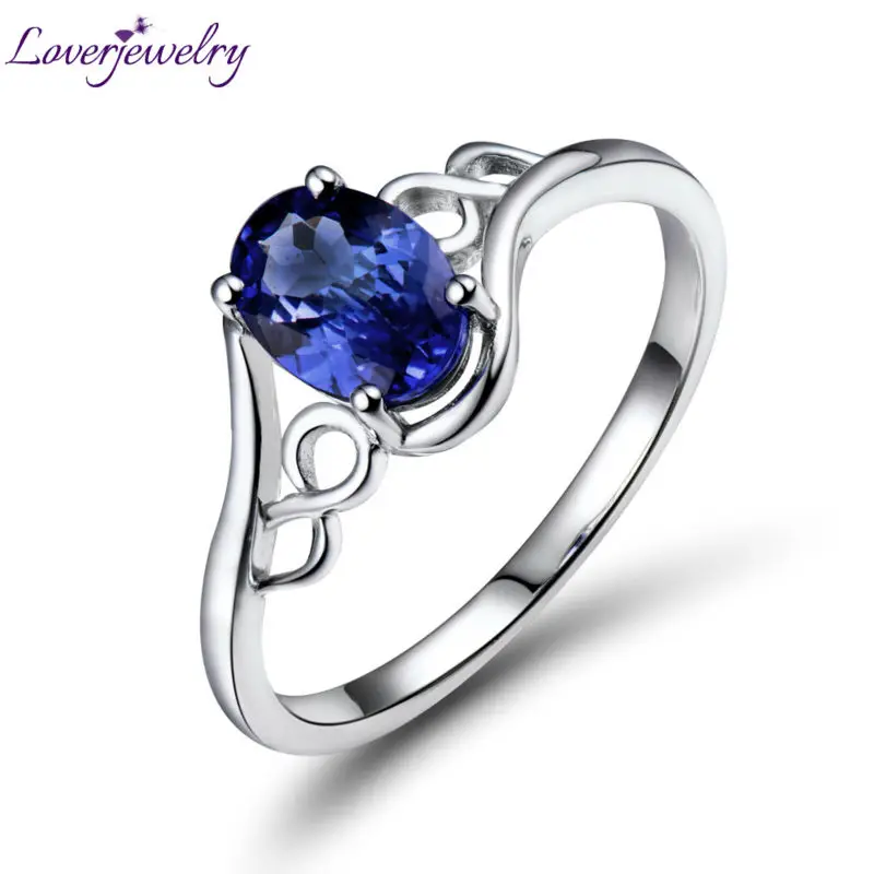 

LOVERJEWELRY 18Kt White Gold Engagement Rings Lovely 5x7mm Oval Tanzanite Ring In Made By Brilliant Design Jewelry WU283