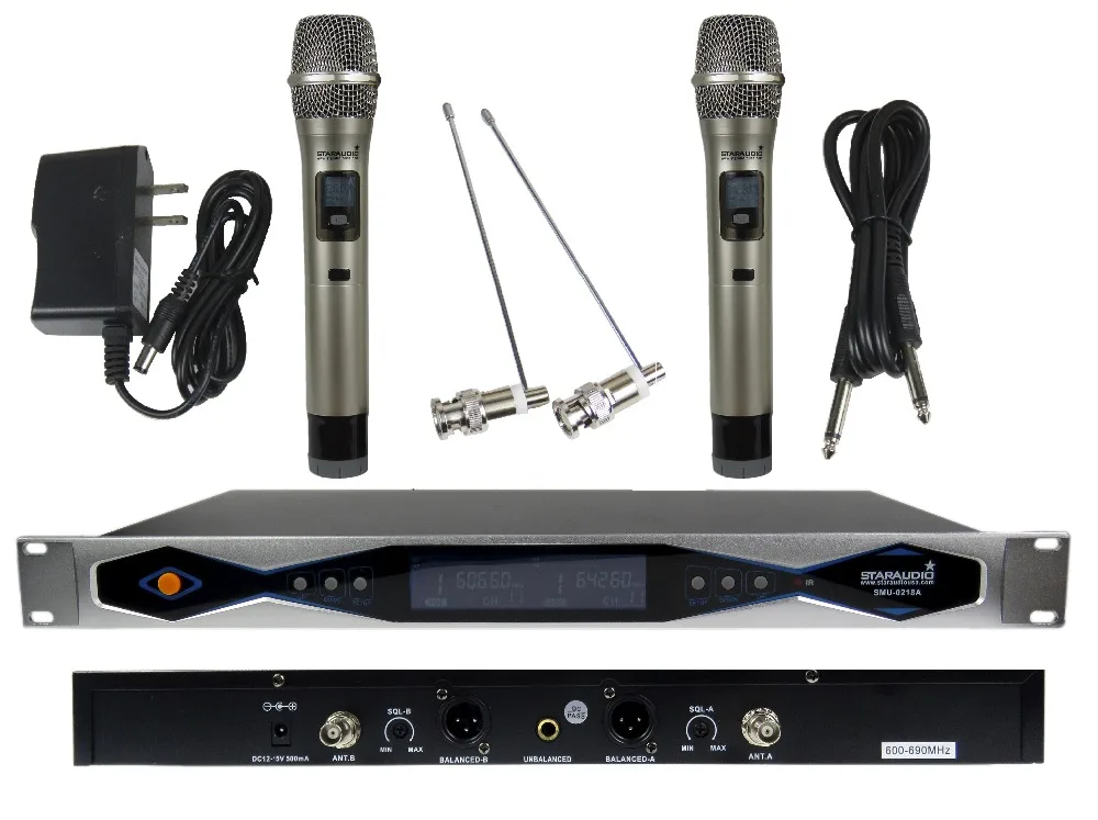 STARAUDIO 2CH UHF True Diversion IR LCD Беспроводная портативная микрофонная система для сцены
