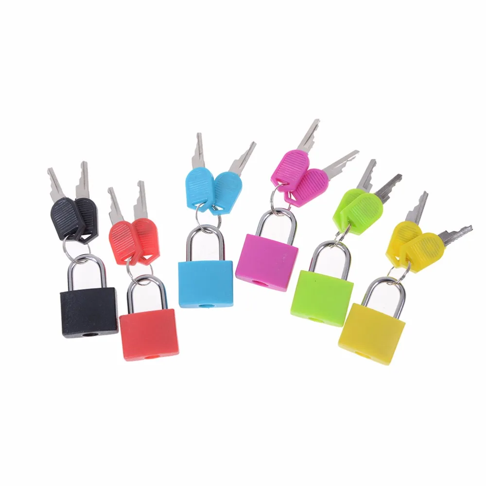 

Small Mini Strong Steel Padlock Travel Tiny Suitcase Lock With 2 Keys 6 Colors