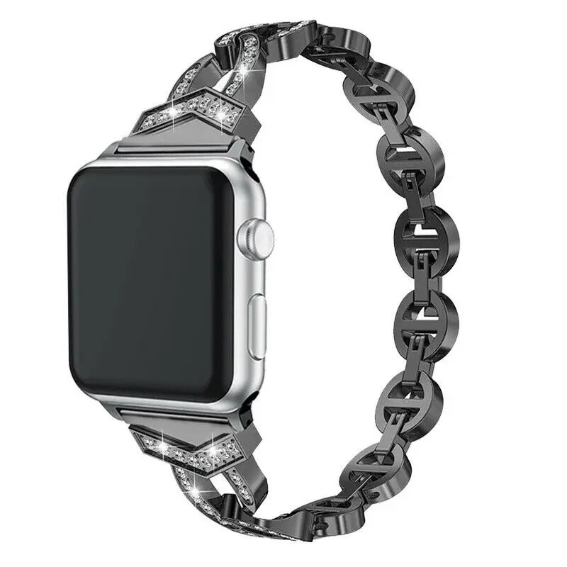 Essidi, женский браслет из нержавеющей стали, ремешок для Apple Watch, 1, 2, 3, 4, 5, для девочек, блестящие металлические часы, ремешок, петля для Iwatch 1, 2, 3, 4, 5