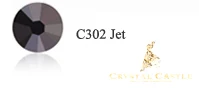 C302 Jet Хрустальный замок 4А блестящий цвет 1 Стразы для рукоделия стеклянные хрустальные стразы горячей фиксации дизайн ногтей блестящие стразы горячей фиксации для одежды - Цвет: C302 Jet