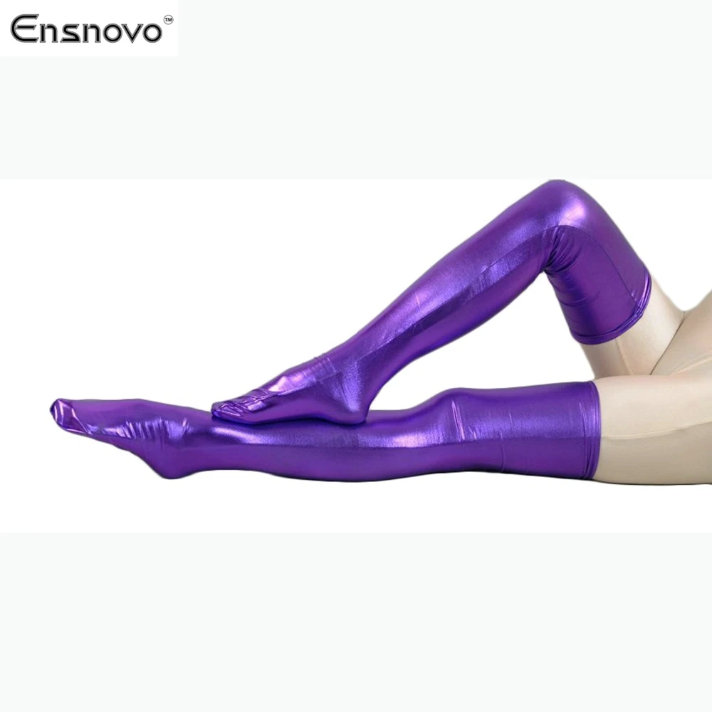 Женские обтягивающие чулки Ensnovo Клубная униформа блестящий чулок из
