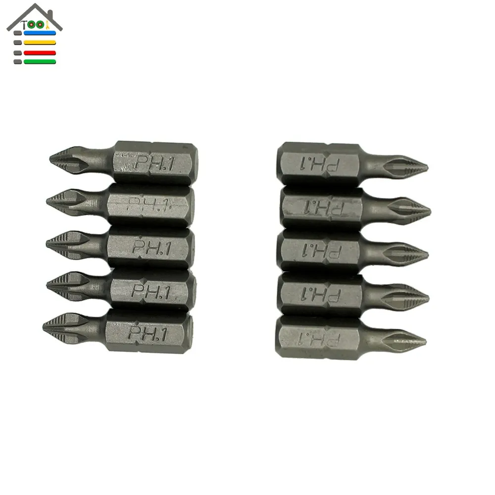 AUTOTOOLHOME 10 шт. PH1 PZ1 PZ2 PZ3 Отвертка Набор бит шестигранный, магнитный Противоскользящий Phillips Электрический L 25 50 мм аксессуары для электроинструмента