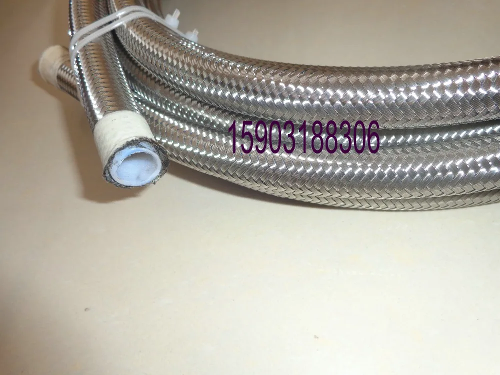 AN 6 AN6 Stainless Steel Braided PTFE Fuel Line Oil Gas Hose Silver 1M 3FT ID 8mm|Шланги и зажимы| |