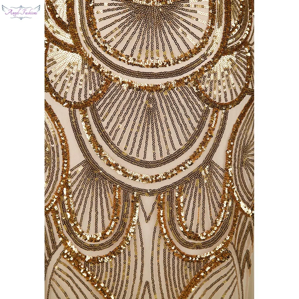 Женское кружевное вечернее платье Angel-Fashions, золотистое или серебристое длинное вечернее кружевное платье с открытыми плечами без бретелек, расшитое блестками, модель 186