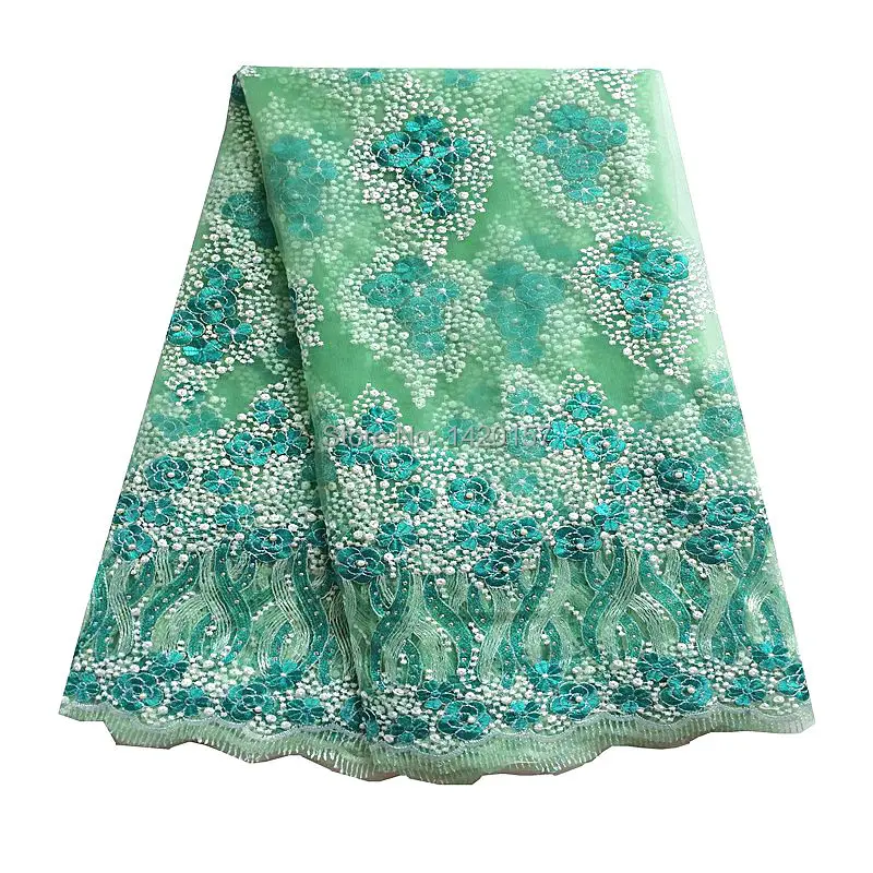 

New 2016 Mesh Tulle African Lace Fabric Beads Decorations High Quality Nigerian Wedding Lace Fabric For Aso Ebi 2016
