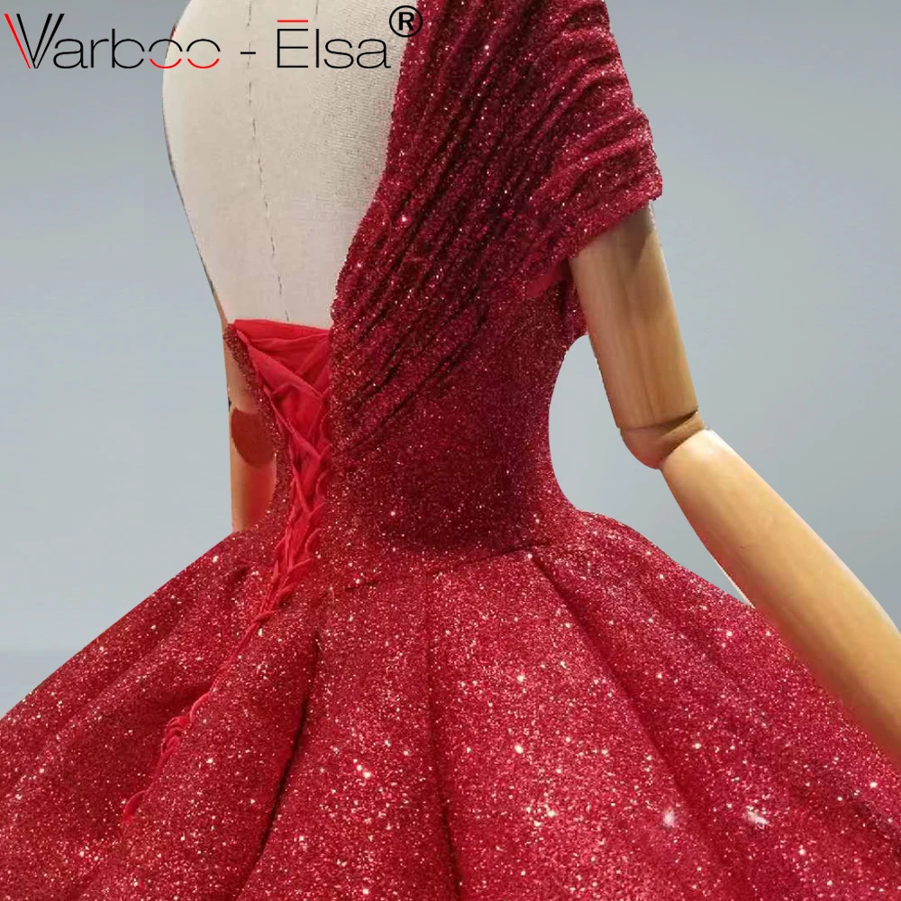VARBOO_ELSA роскошное бальное платье вечернее 2019 блестящий красный Кафтан Дубай