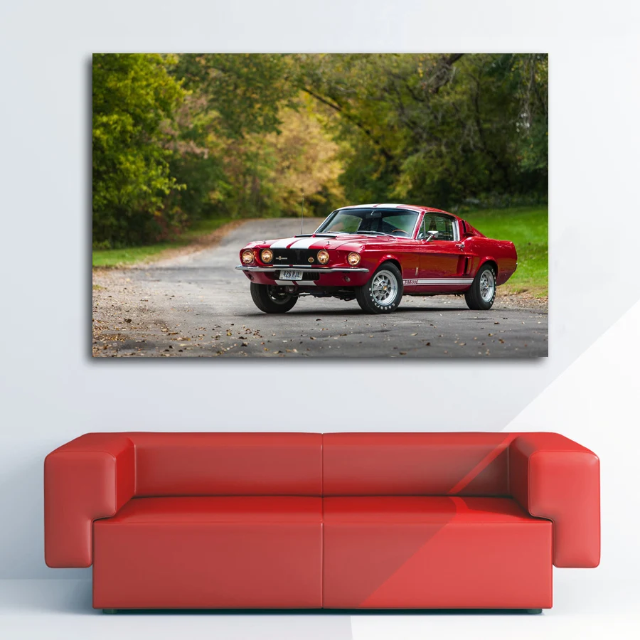 Mustang Шелби Кобра GT500 мышцы автомобиля классический автомобиль Wall Art постер Холст