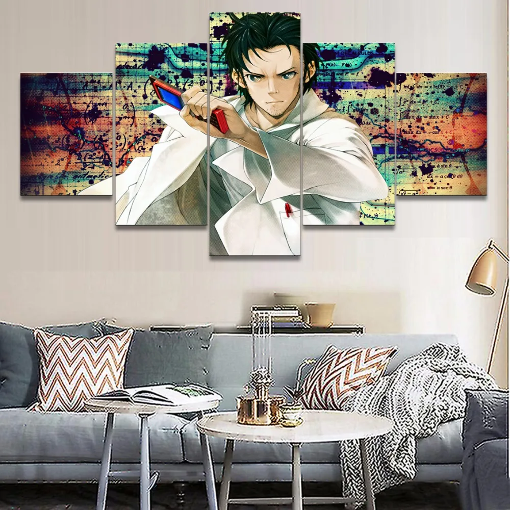 Arte de pared HD impresiones decoración del hogar 5 piezas Anime Steins puerta lienzo pintura Modular para niños Imagenes la|Рисование и