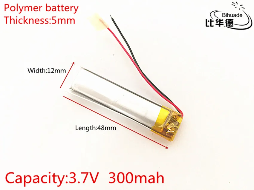 

10pcs 3.7V 300mAh 501248 Lithium Polymer Li-Po li ion Rechargeable Battery cells For Mp3 MP4 MP5 GPS PSP mobile bluetooth