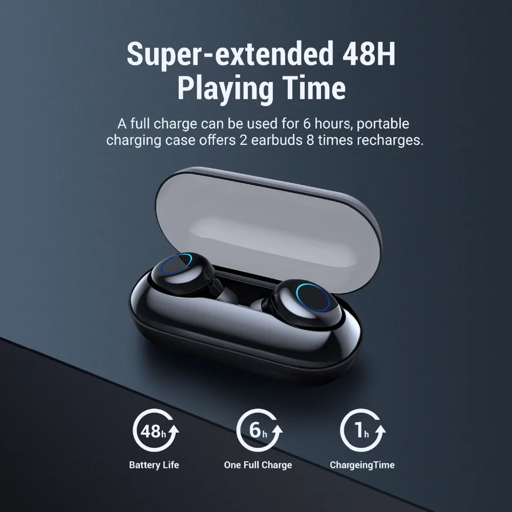 IPX 8 водонепроницаемые беспроводные наушники Bluetooth гарнитура с сенсорным