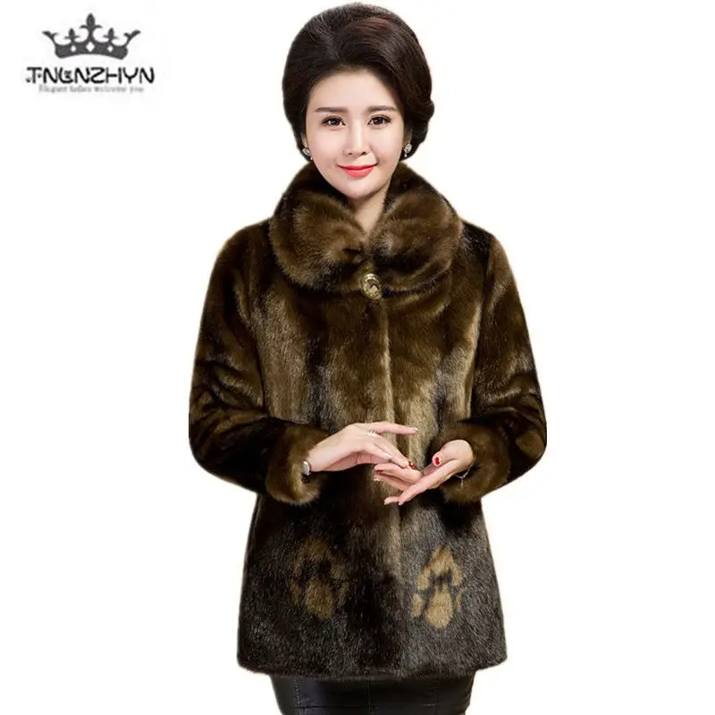 Шуба из искусственного меха норки для женщин среднего возраста 2019|fur fur|imitation