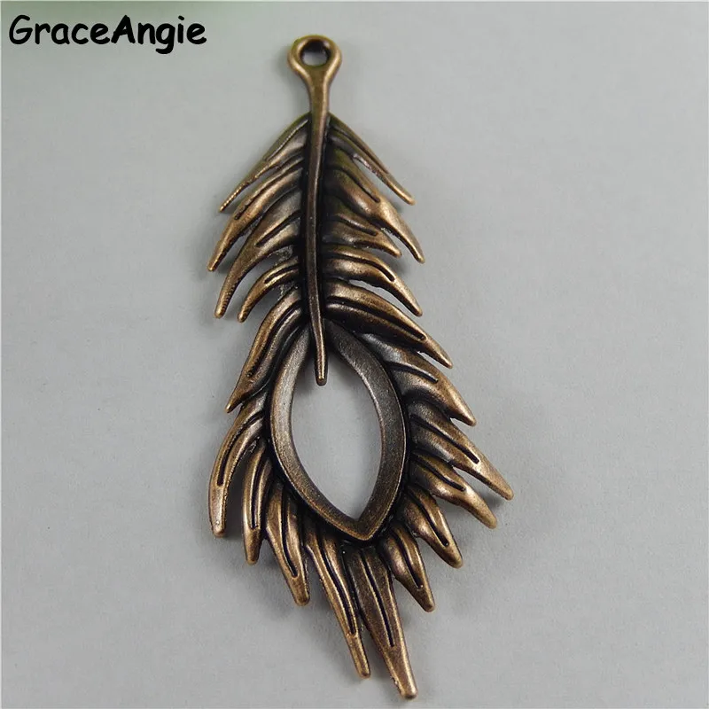 5 шт. Ретро Красный Медь Павлин Перо браслет Талисманы Богемия ювелирные изделия