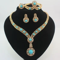 moroccan style necklace earrings bangle ring set with crystal luxury bride wedding party gift jewelry sets