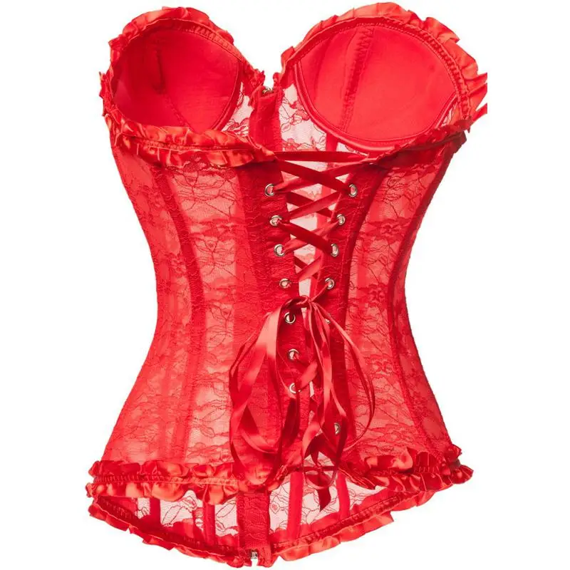 Красный сексуальный ажурный корсет для тренировок талии свадебный кружевной