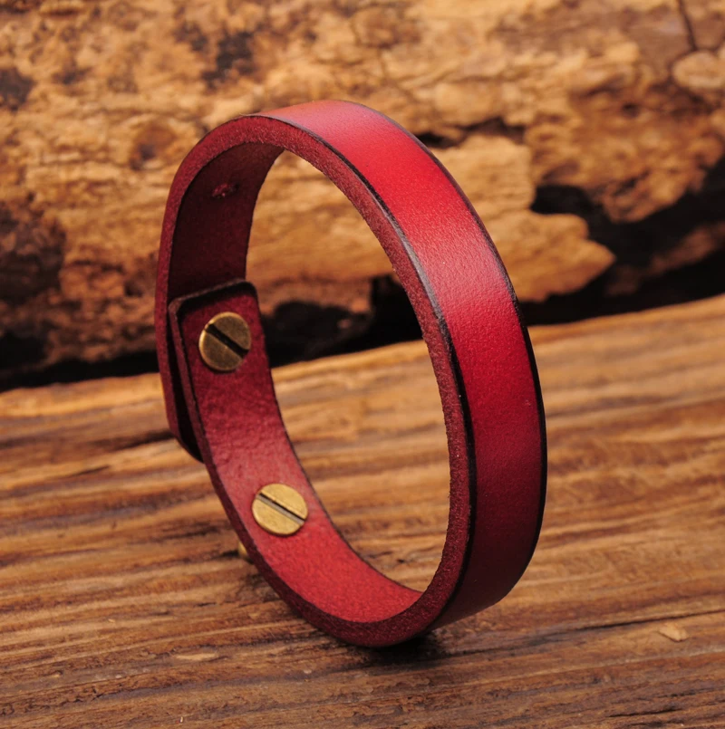 G370 простой стильный красный браслет из натуральной кожи для женщин|wristband