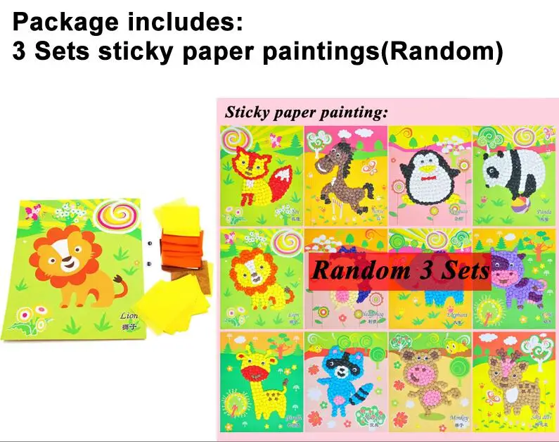 3 paper painting Креативные бумажные наклейки с помпонами для маленьких детей, детские развивающие игрушки ручной работы, Мультяшные пазлы, игрушки GYH - Цвет: 3 paper painting