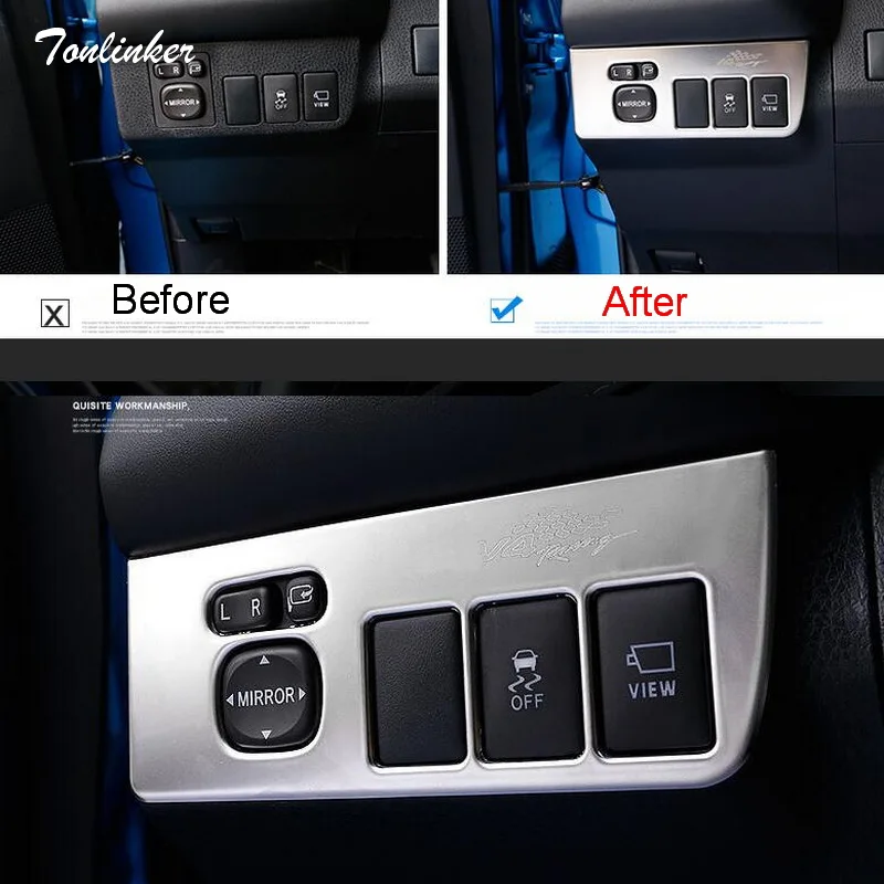 

Tonlinker Cover Stickers for TOYOTA RAV4 2014-18 Car Styling 1 PCS Rearview mirror adjustment position decoration Cover Stickers
