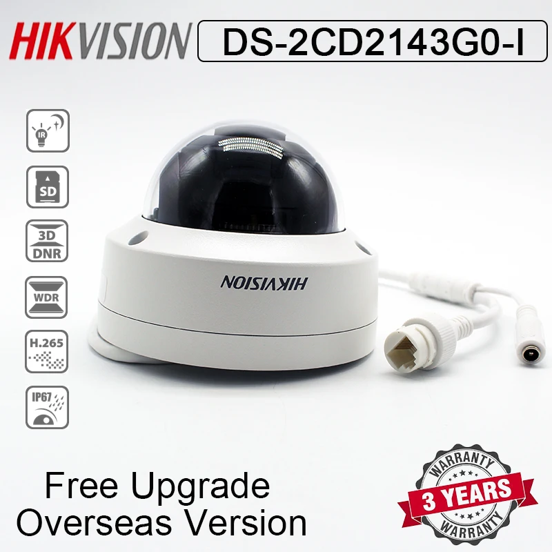 HIkvision DS 2CD2143G0 I 4 МП ИК Фиксированная купольная сетевая камера POE H.265 + слот для SD