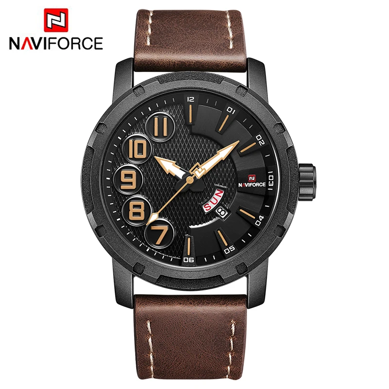 Часы NAVIFORCE мужские спортивные кварцевые водонепроницаемые с кожаным ремешком |