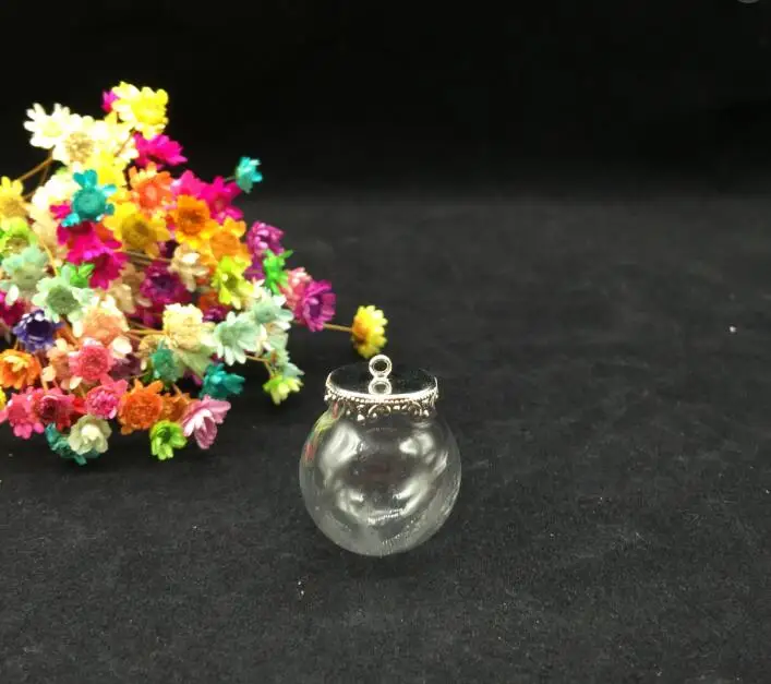 20sets/lot 25*15mm Clear glass globe orb with antique silver crown tray findings set bubble DIY vial diy pendant jewelry | Украшения и