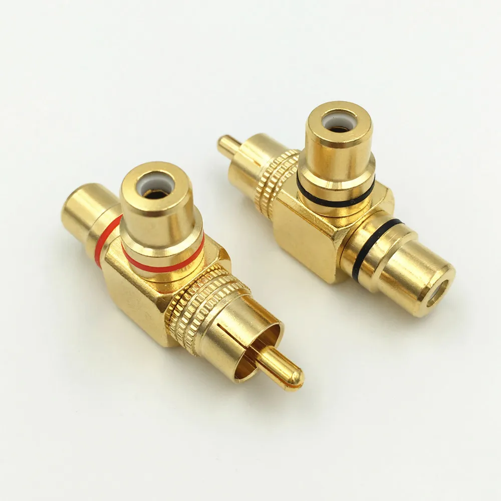 Высококачественный позолоченный разветвитель RCA штекер на 2 гнезда адаптер AV Video