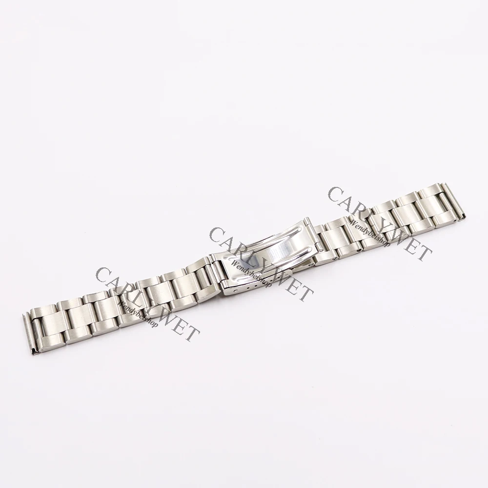 CARLYWET 17 18 19 20mm 316L Stainless Steel Silver Brushed Watch Band Old Oyster Bracelet Straight End Screw Links