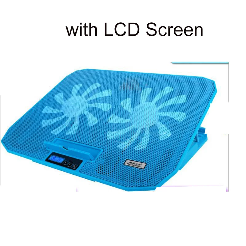 Blue with LCD SeenDa настольная Регулируемая подставка для ноутбука 1" до 17" с 2 вентиляторами USB охлаждающая тепловыделительная подставка держатель для ноутбука - Цвет: Blue with LCD