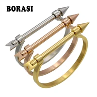 luxury brand arrow screw bracelets bangles gold color stainless steel cuff bracelets fashion jewelry for women gift pulseiras